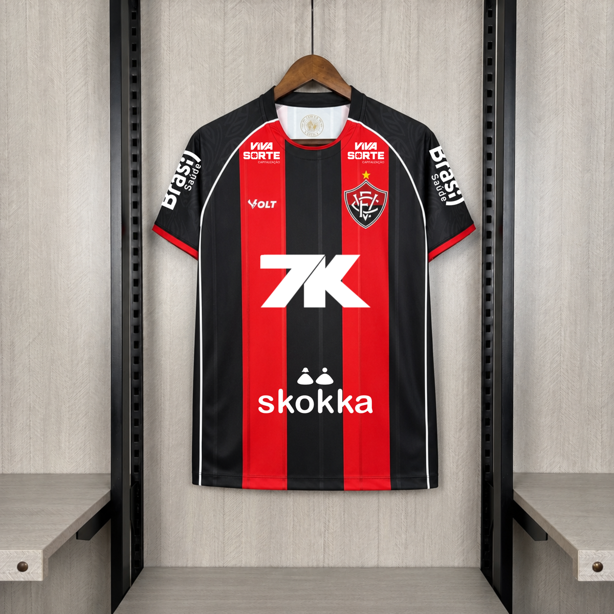 Vitória Home 26/27 Com Patrocinios Masculino - Vermelho e Preto