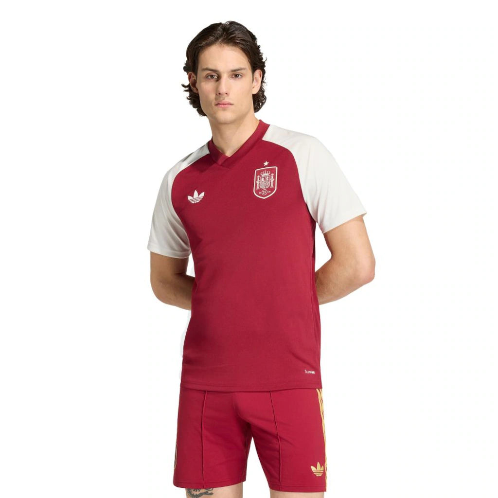 Espanha Pré Jogo 26/27 Masculino Adidas Torcedor - Vermelho e Branco