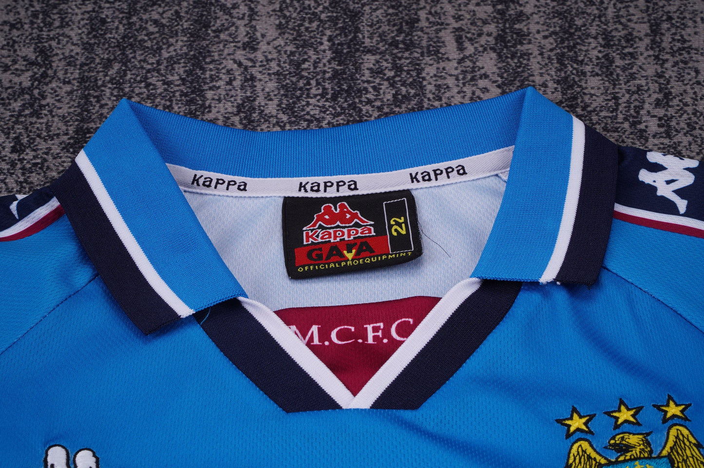 Kit Infantil Manchester City Home Retrô 97/98 - Azul