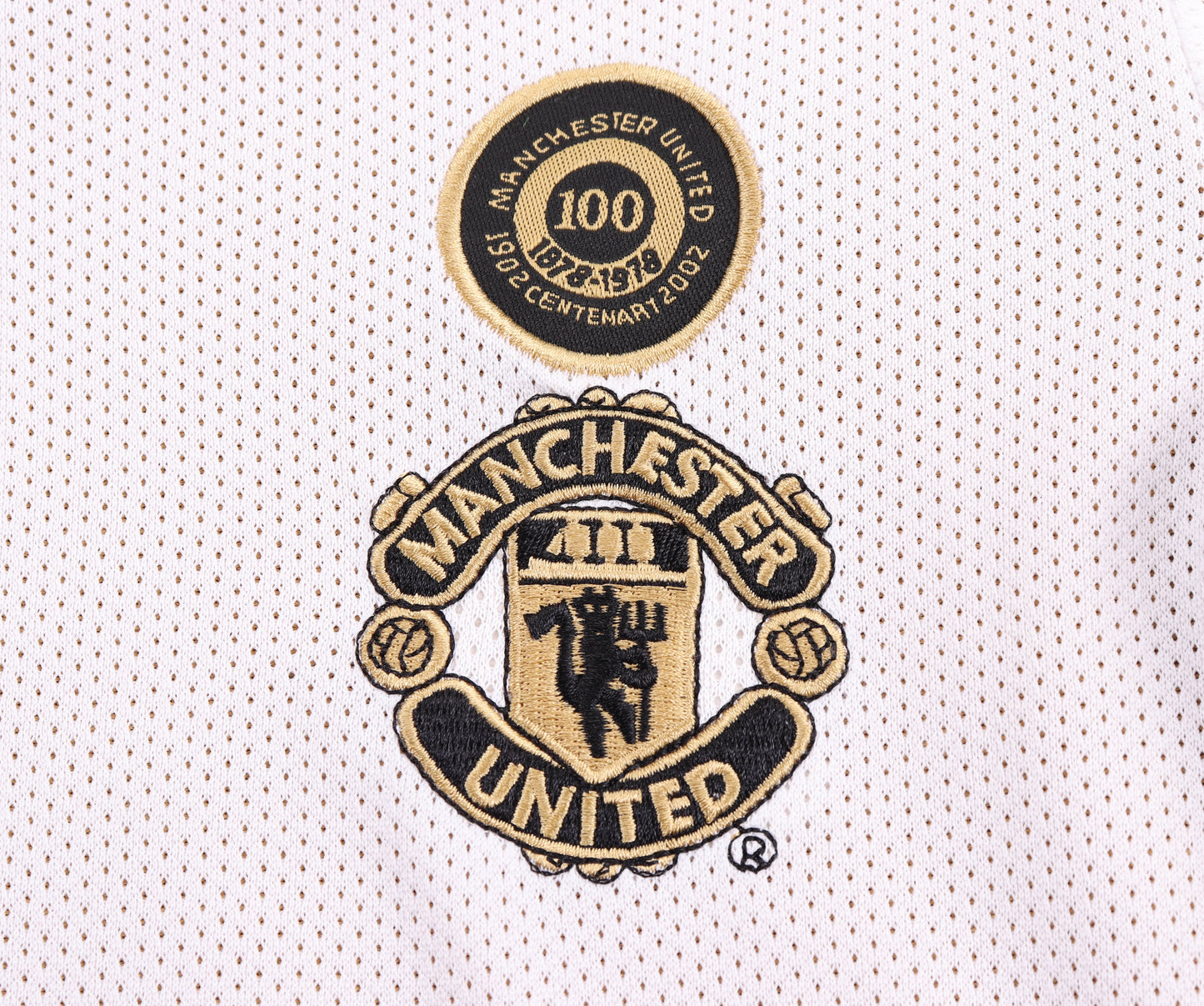 Kit infantil Manchester United Retrô Third 01/02 - Branco