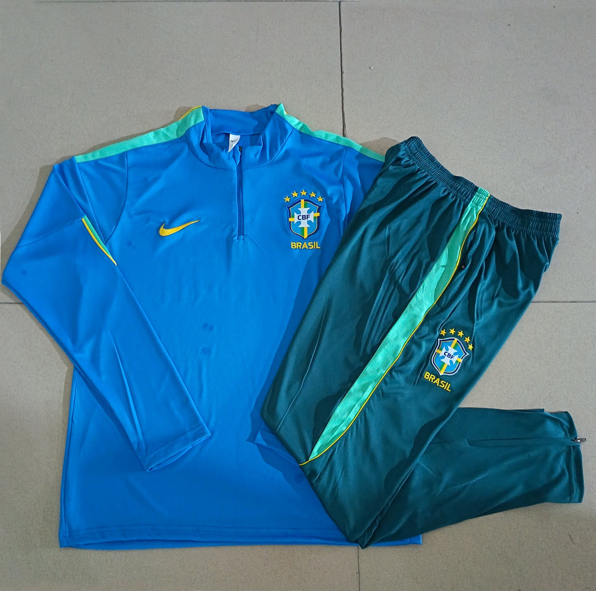 Kit Treino Infantil Agasalho + Calça Brasil - Azul