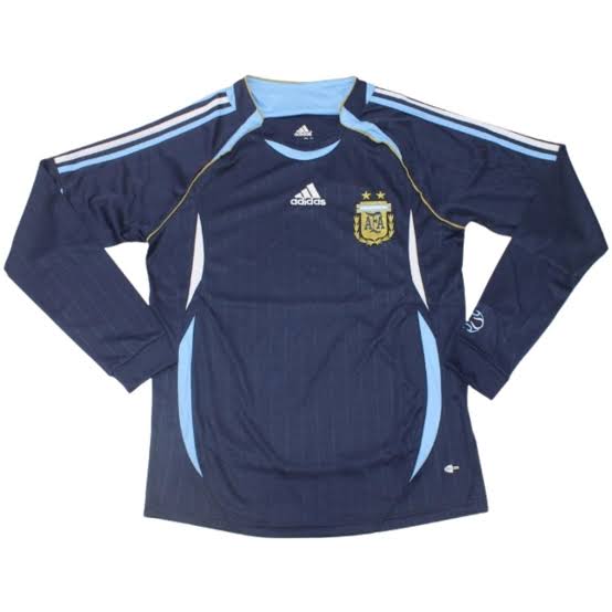 Argentina Retro Away 2006 Manga Longa - Azul