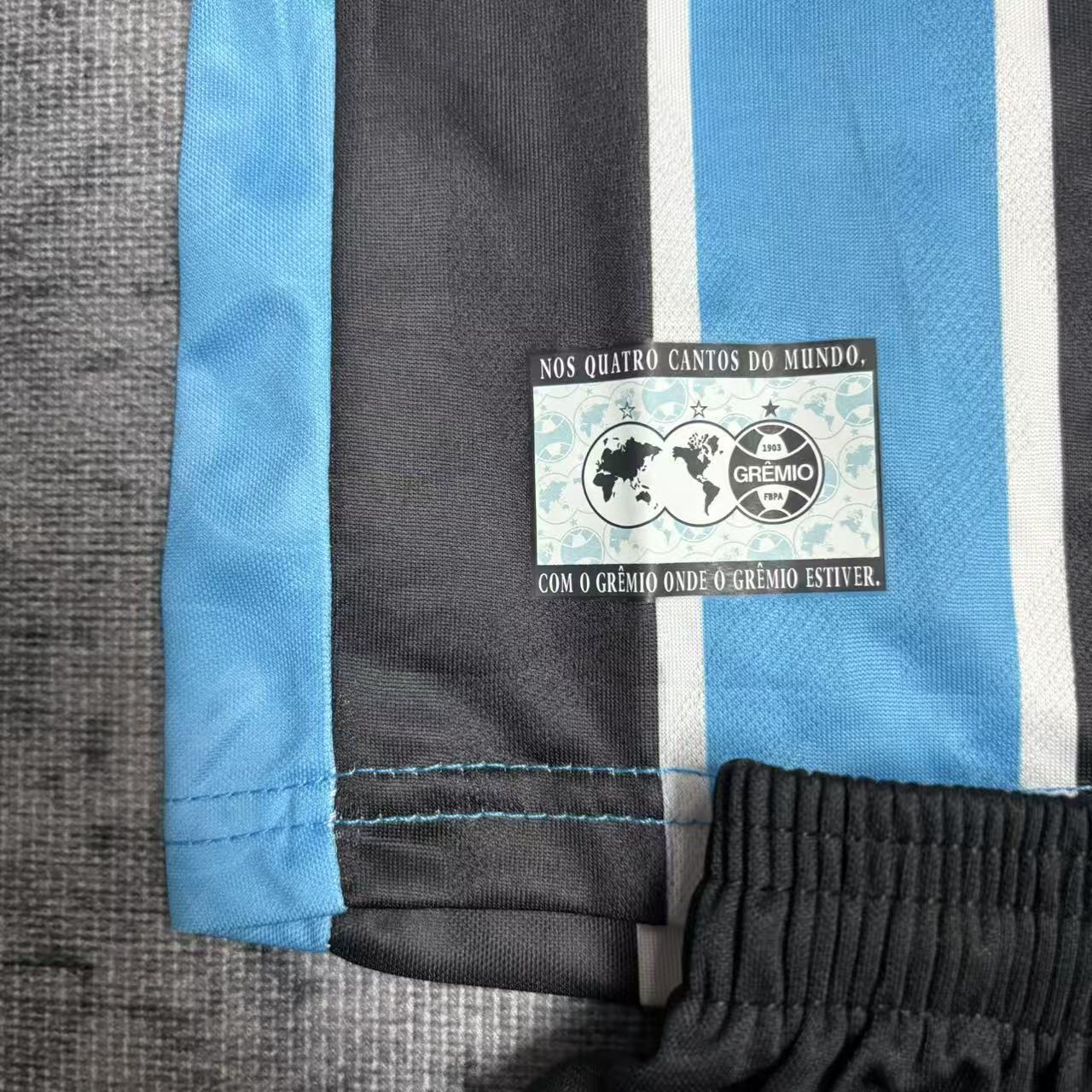 Kit Infantil Grêmio Home 25/26 - Azul, Preto e Branco