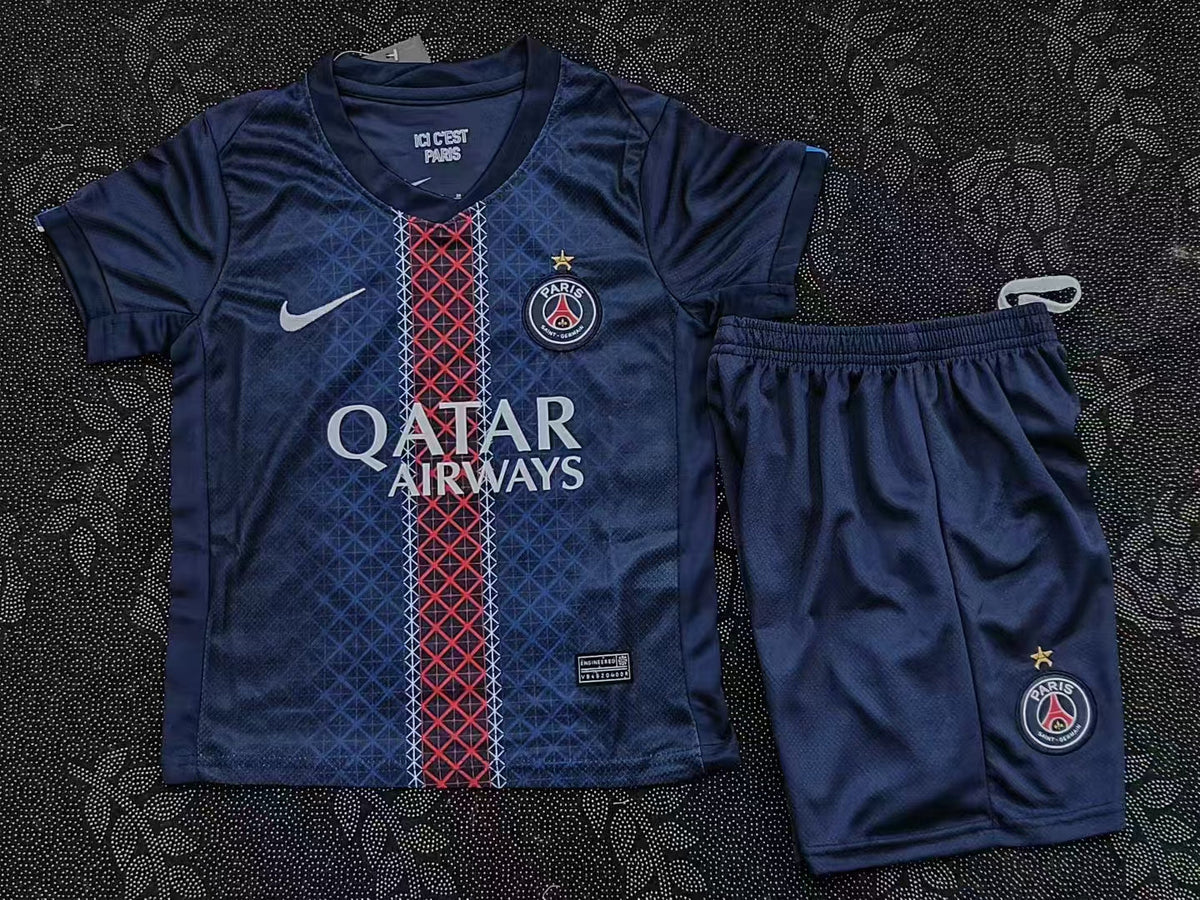 Kit Infantil PSG Home 25/26 - Azul e Vermelho
