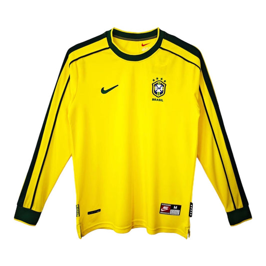 Brasil Home Retrô 1998 Manga Longa Nike - Amarela