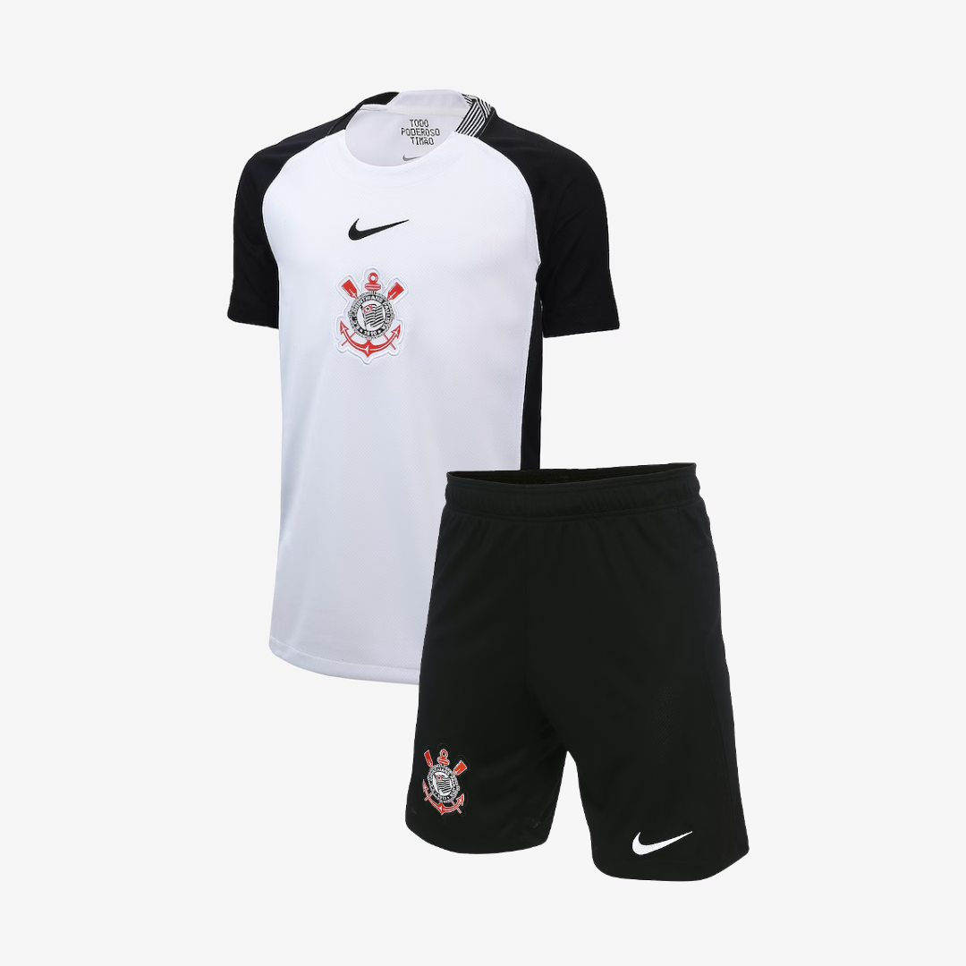 Kit Infantil Corinthians Home 25/26 - Branco e Preto