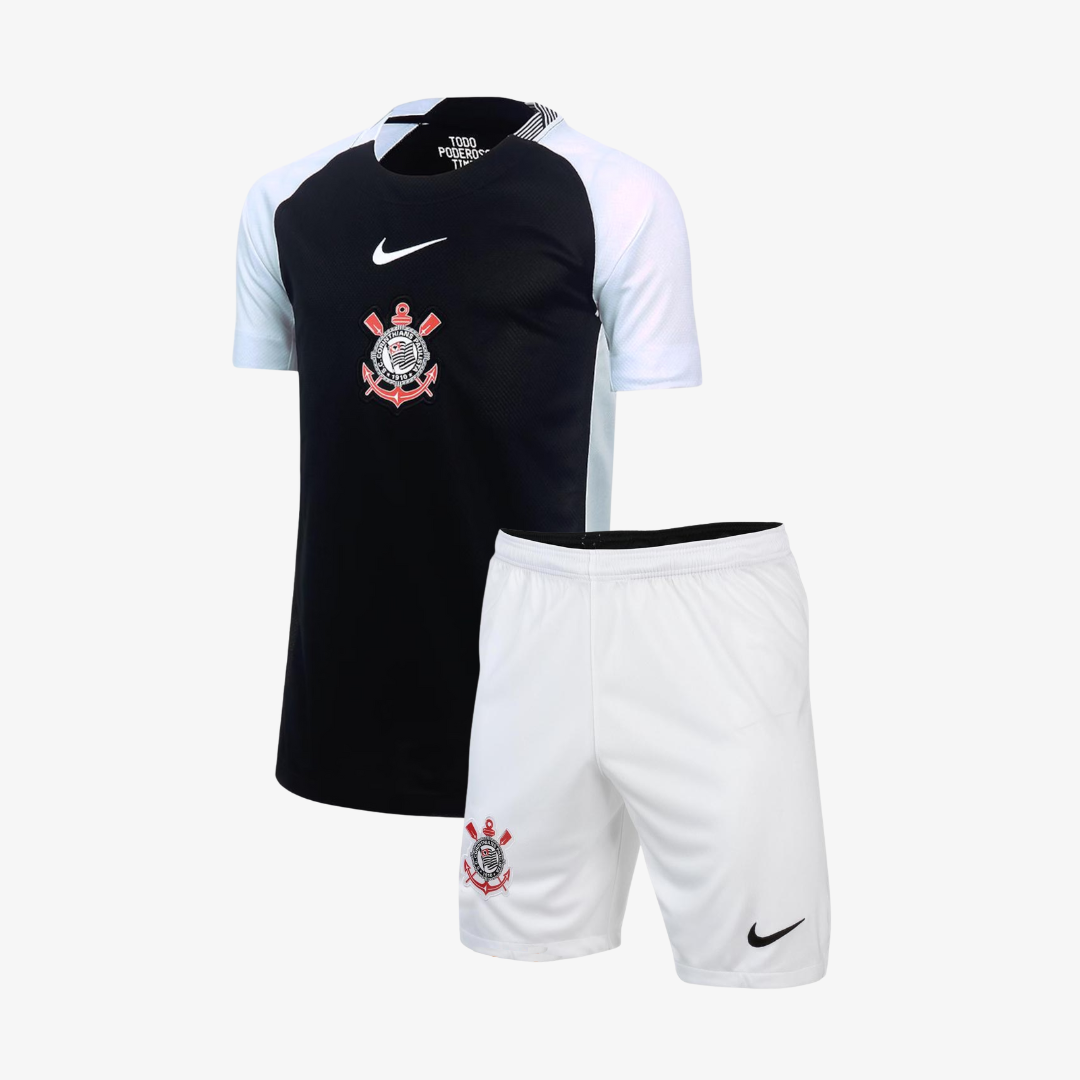 Kit Infantil Corinthians Away 25/26  - Preto e Branco