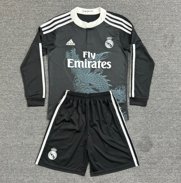 Kit Infantil Real Madrid Third Retrô 14/15 Manga Longa - Preto