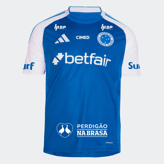 Cruzeiro Home 25/26 Torcedor Com Patrocínios Adidas Masculino - Azul e Branco