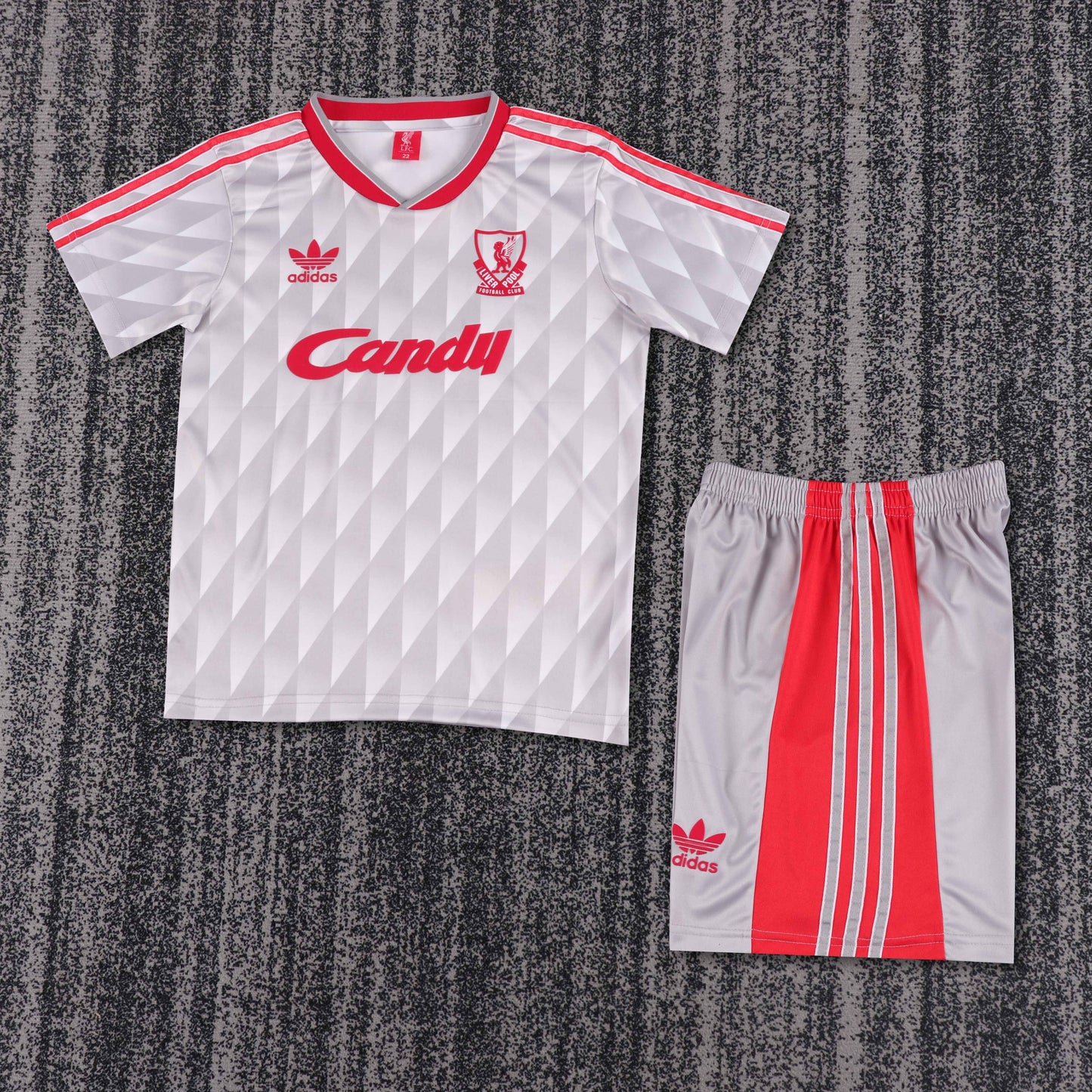 Kit Infantil Liverpool Away Retrô 89/90 - Cinza