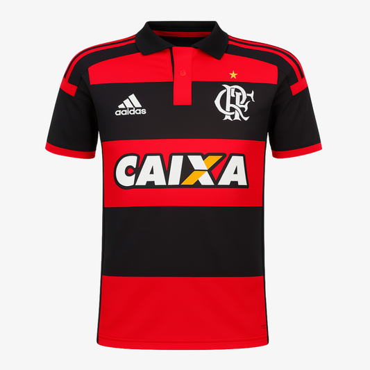 Flamengo Home 2014 Retrô Com Patrocínios Adidas Masculino - Vermelho e Preto