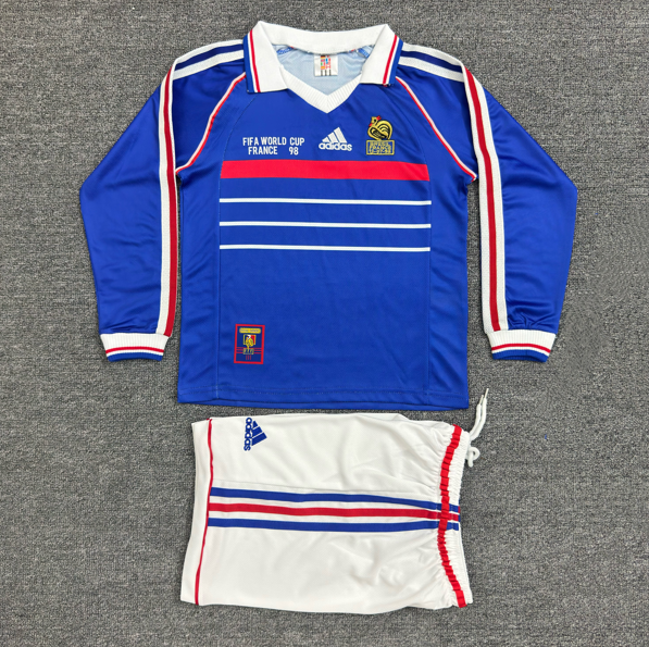 Kit Infantil França Home Retrô 1998 Manga Longa - Azul
