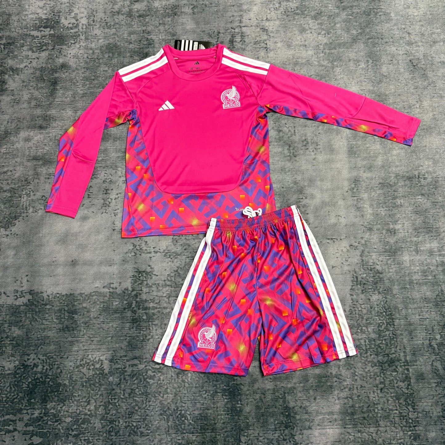 Kit Infantil México Goleiro Manga Longa 26/27 - Rosa