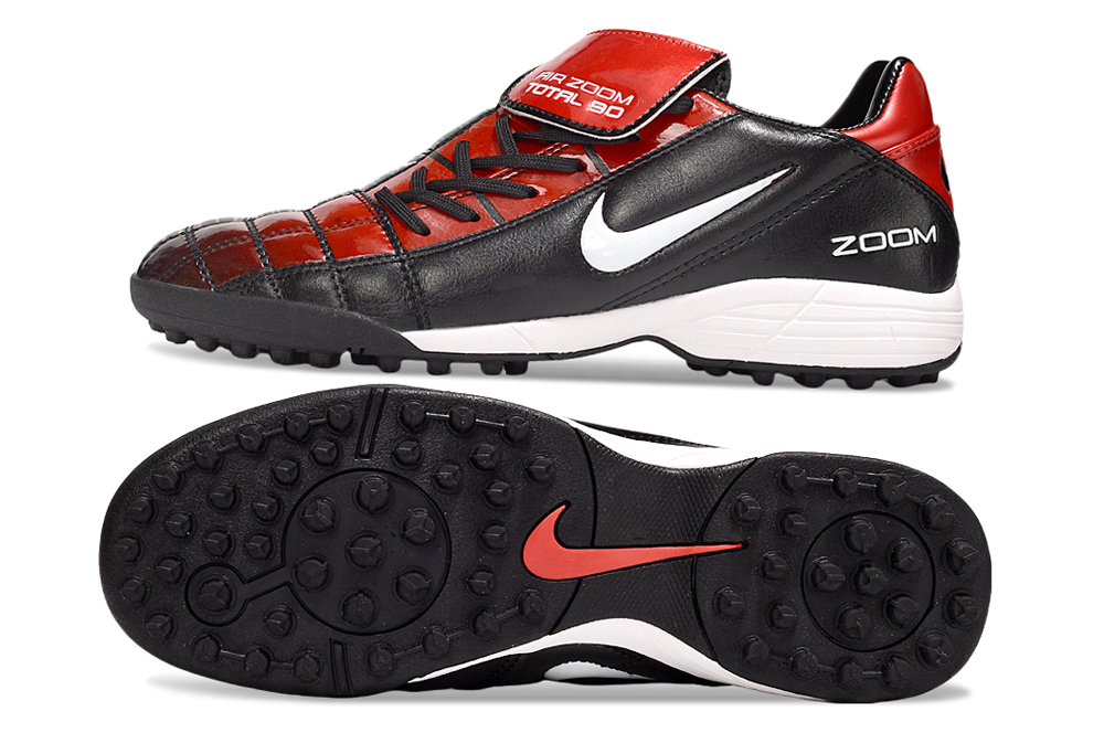 Chuteira Society Nike T90 TF - Preto e Vermelho