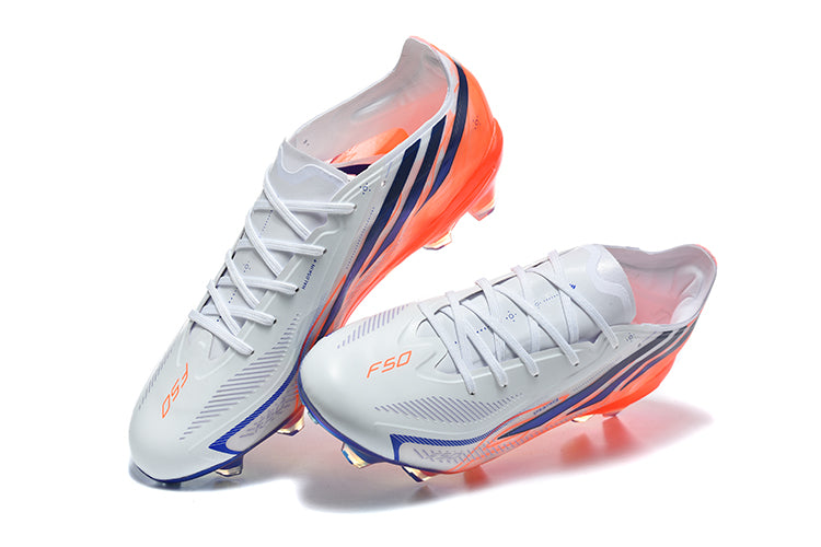 Chuteira Campo Adidas F50 Hyperfast Elite  - Branca e Laranja