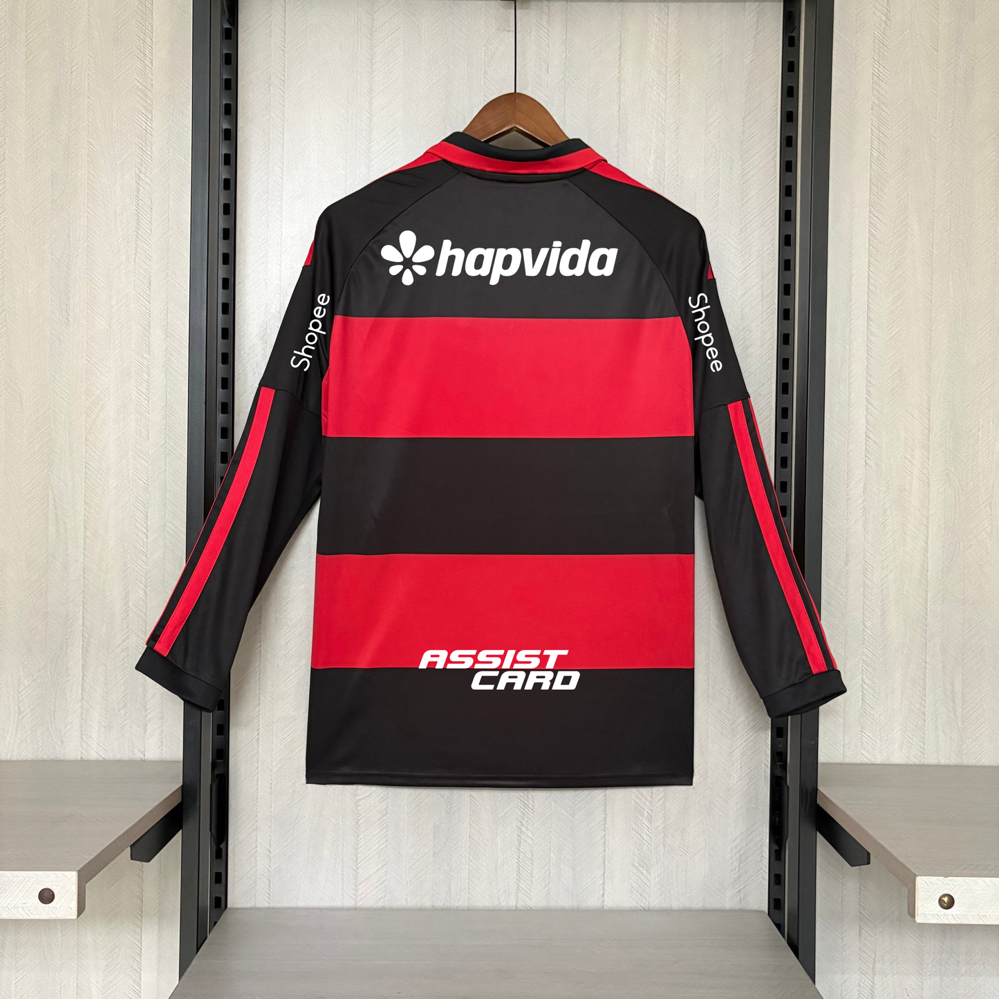 Flamengo Home 26/27 Manga Longa Patrocinadores Adidas Masculino - Vermelho e Preto