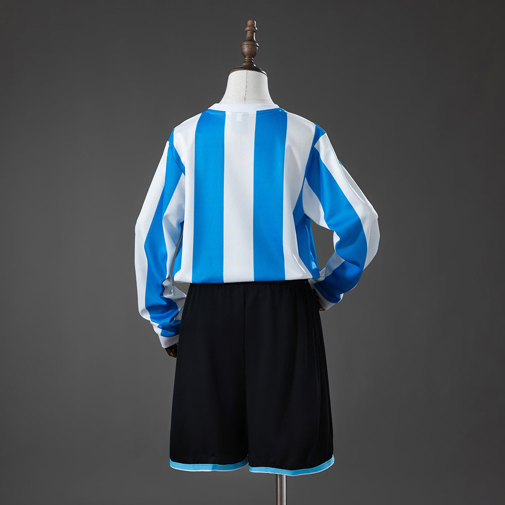 Kit Infantil Argentina Home Retrô 1986 Manga Longa - Azul e Branco