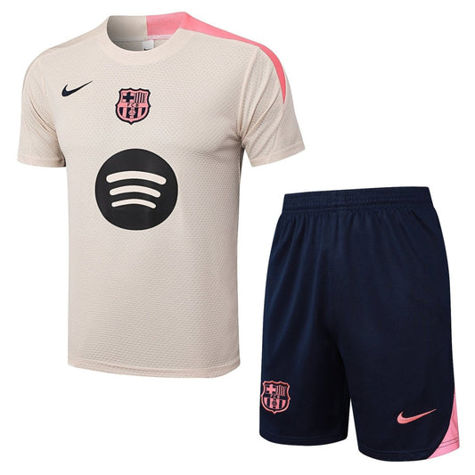 Kit de Treino Adulto Barcelona 2025/26 Short e Camisa - Bege