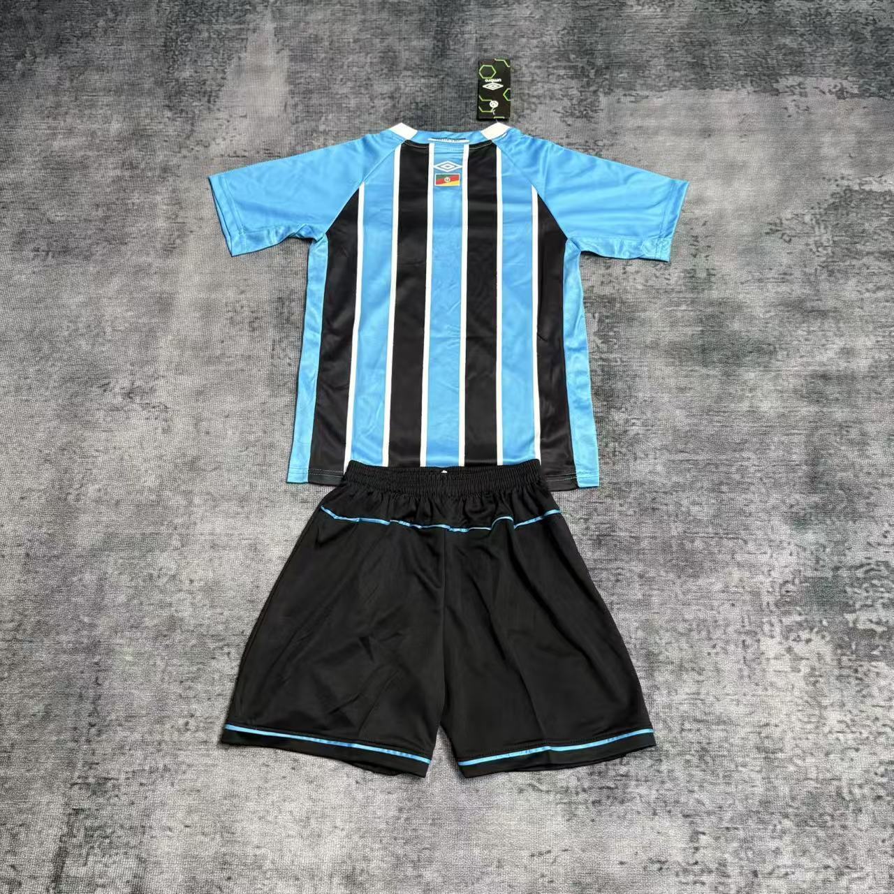 Kit Infantil Grêmio Home 25/26 - Azul, Preto e Branco