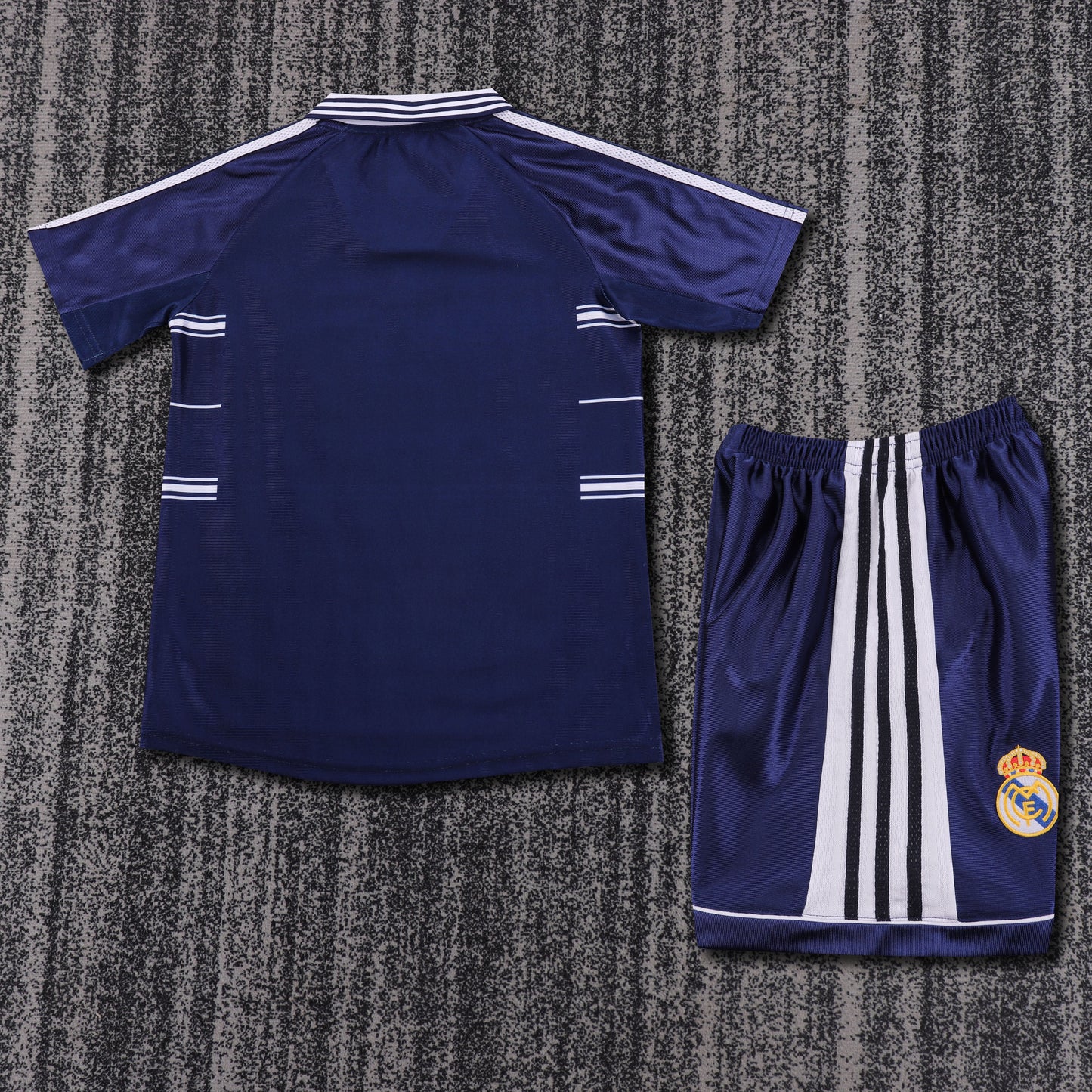 Kit Infantil Real Madrid Away Retrô 98/99 - Azul Escuro