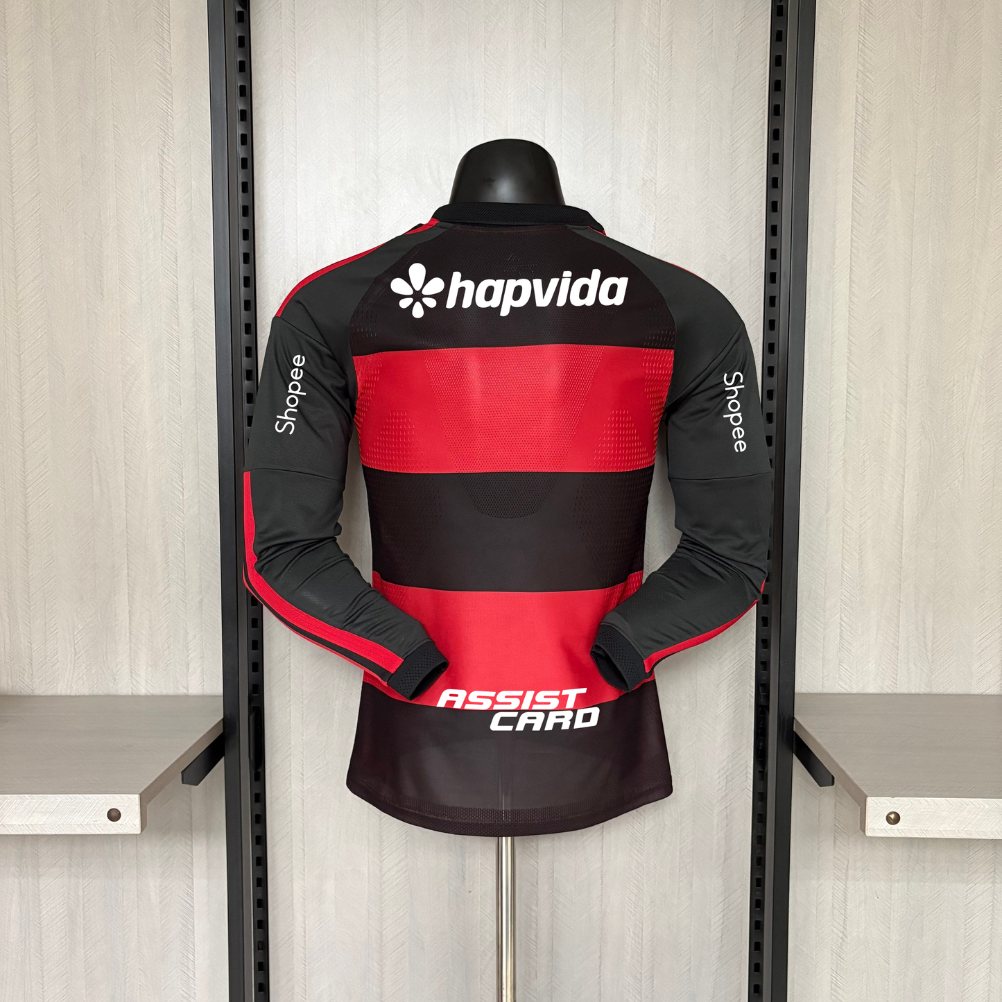 Flamengo Home 26/27 Manga Longa Jogador Com Patrocínios Adidas Masculino - Vermelho e Preto