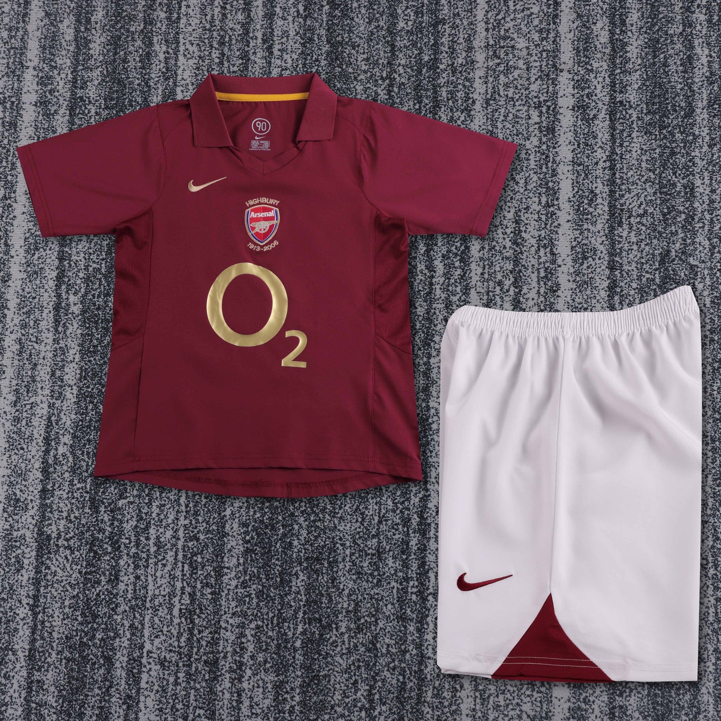 Kit Infantil Arsenal Away Retrô 03/04 - Vermelho Vinho