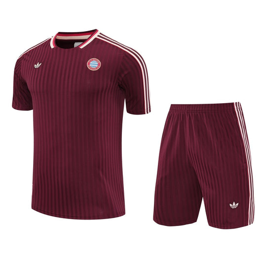 Kit de Treino Adulto Bayern de Munique 25/26 Shorts e Camisa Adidas - Vinho