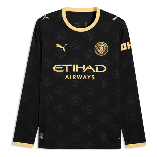 Manchester City Away Manga Longa 26/27 Torcedor Puma - Preto e Dourado
