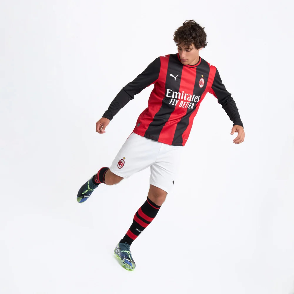 Milan Home 25/26 Manga Longa Torcedor Puma - Vermelho e Preto