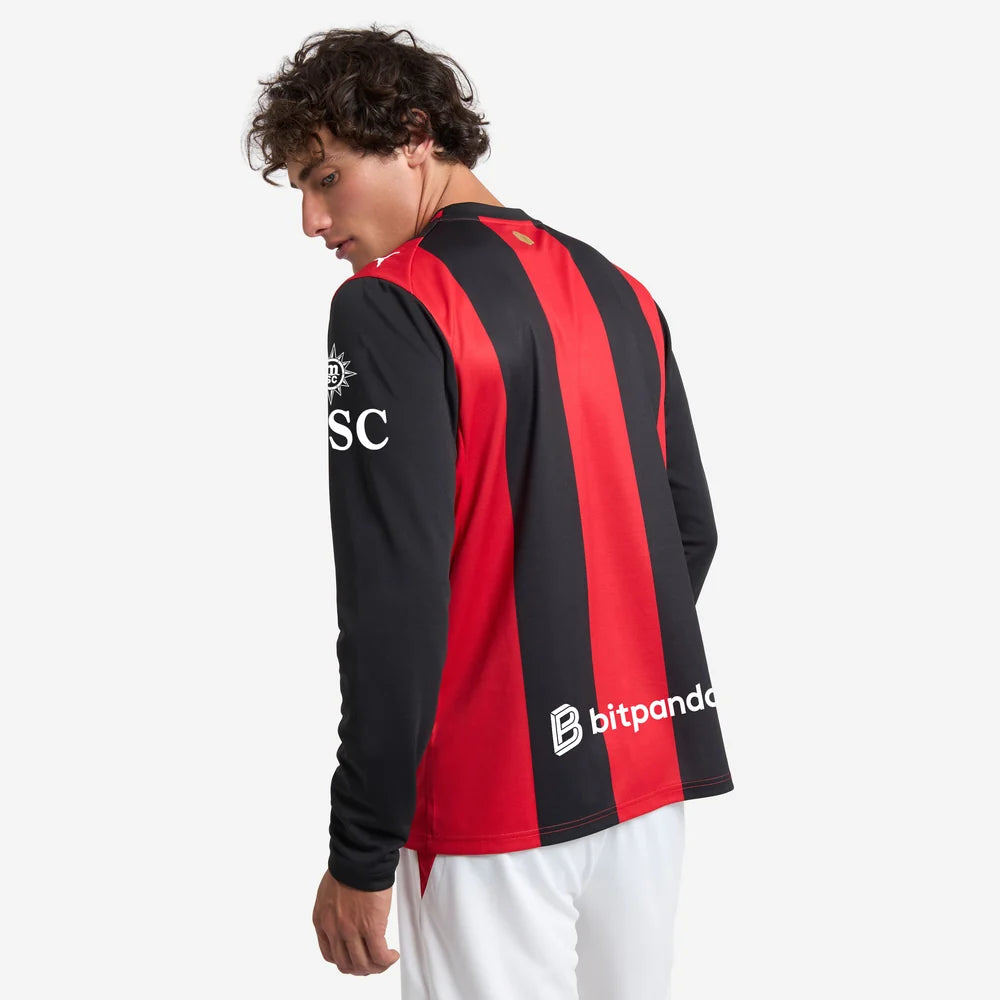 Milan Home 25/26 Manga Longa Torcedor Puma - Vermelho e Preto