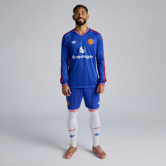 Manchester United Away Manga Longa 26/27 Jogador Adidas - Azul
