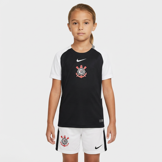 Kit Infantil Corinthians Away 25/26  - Preto e Branco