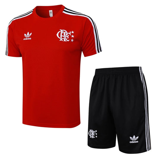 Kit Treino Flamengo 25/26 Masculino Short e Camisa - Vermelha e Preta
