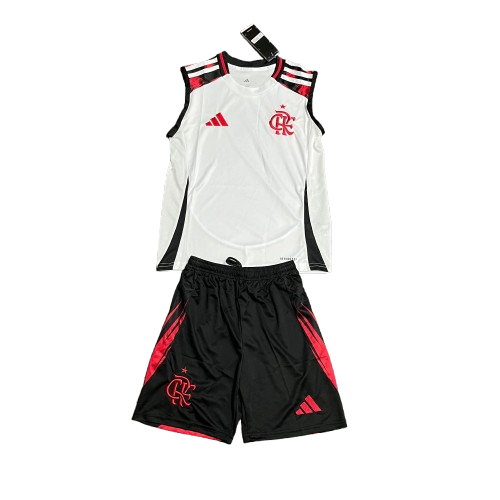 Kit Infantil Flamengo Away Regata 25/26 - Branco e Preto