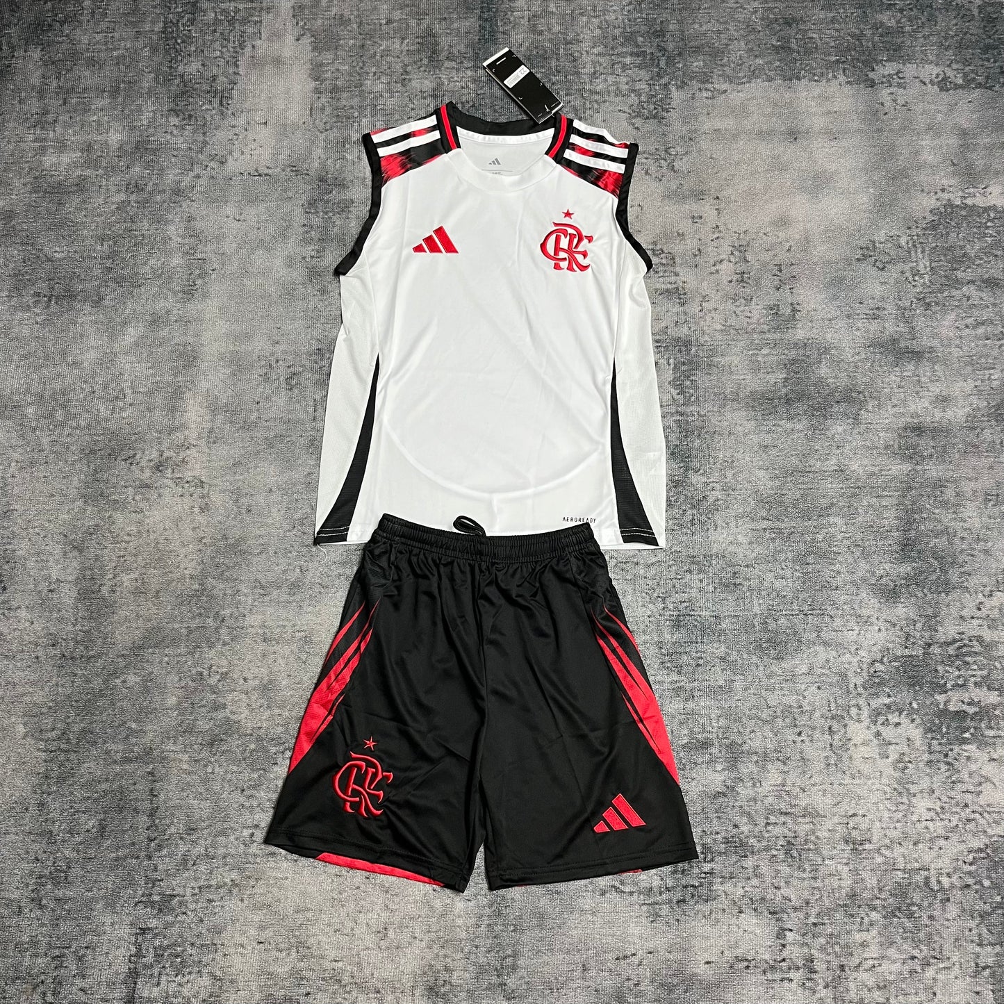 Kit Infantil Flamengo Away Regata 25/26 - Branco e Preto
