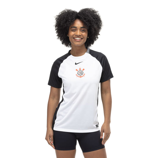 Corinthians Home 25/26 Torcedor Nike Feminina - Branca e Preta