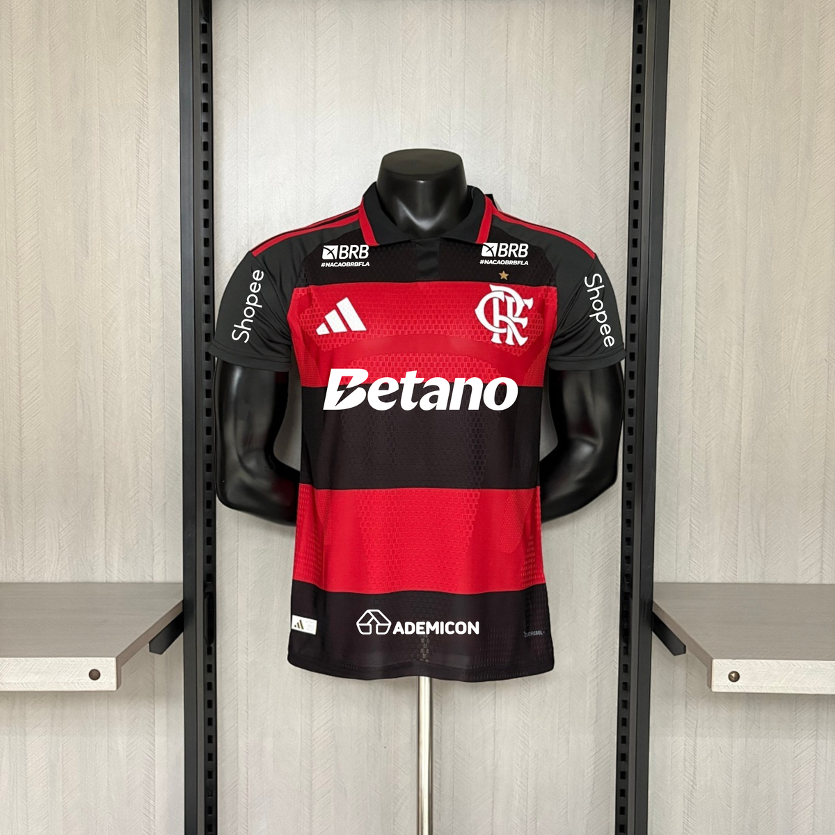 Flamengo Home 26/27 Jogador Com Patrocínios Adidas Masculino - Vermelho e Preto