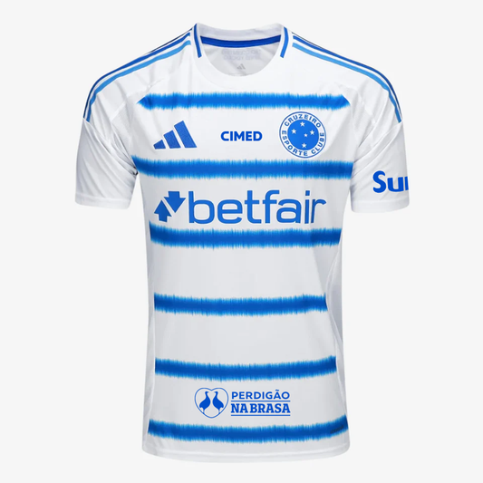Cruzeiro Away 25/26 Torcedor Com Patrocínios Adidas Masculino - Branco e Azul