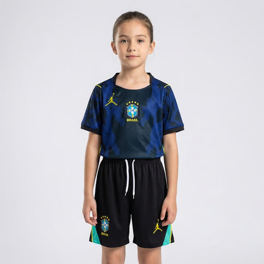 Kit Infantil Brasil Away 26/27 Feminino - Azul