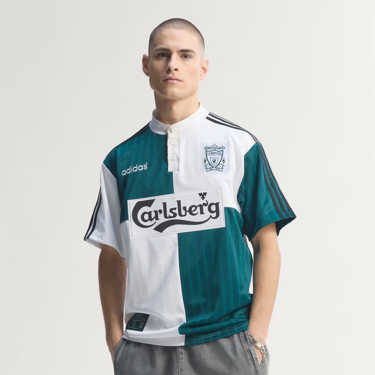 Liverpool Away Retrô 95 Adidas - Branca e Verde