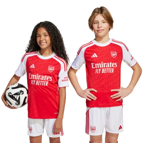 Kit Infantil Arsenal Home 25/26 - Vermelho e Branco