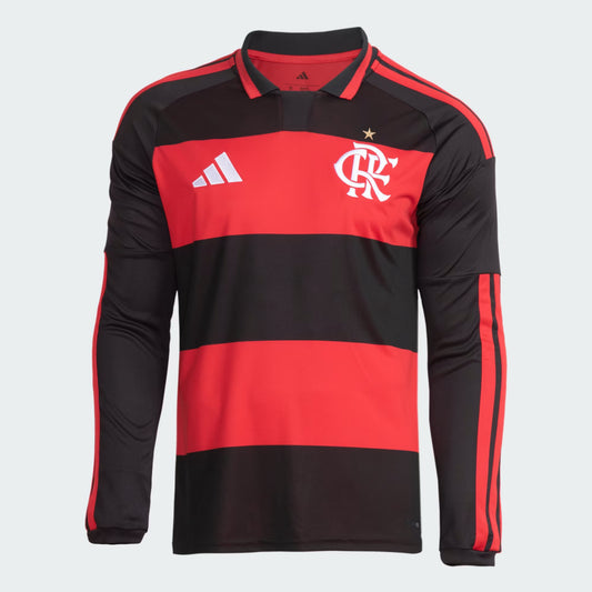 Flamengo Home 26/27 Manga Longa Adidas Masculino - Vermelho e Preto