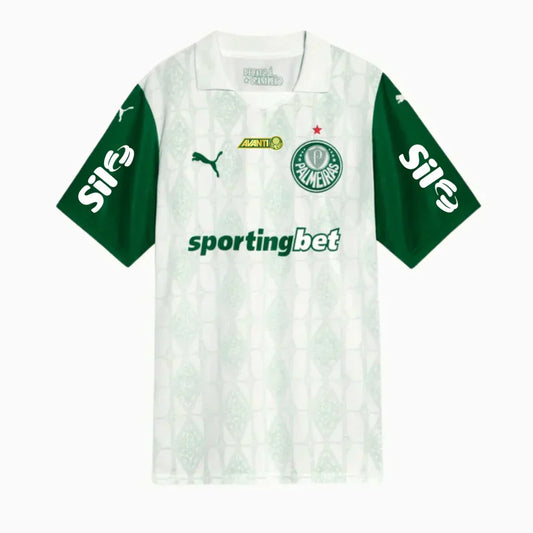 Palmeiras Away 25/26 Torcedor Com Patrocínios Puma Masculino - Branca e Verde