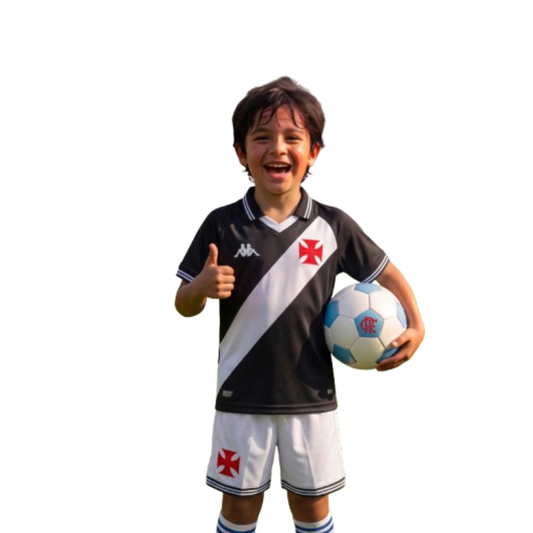 Kit Infantil Vasco Home 25/26 - Preto e Branco