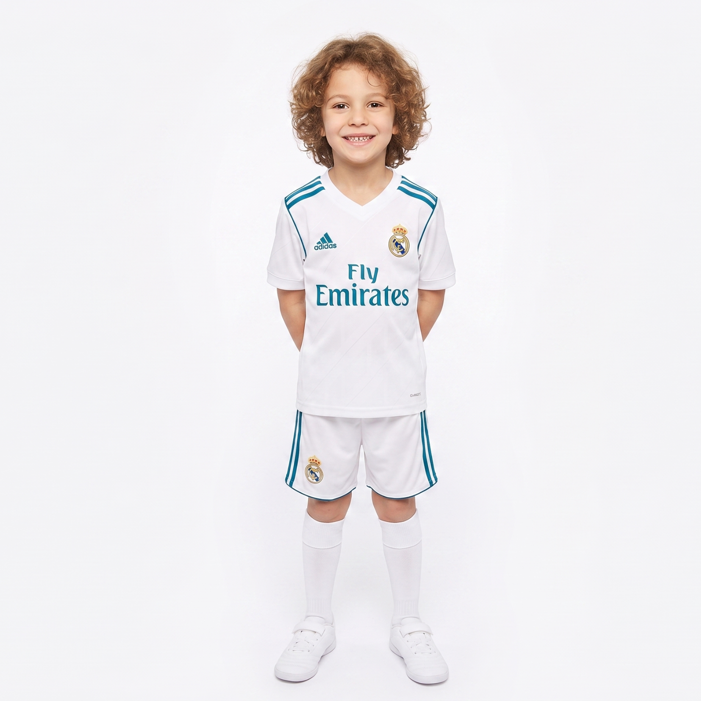 Kit Infantil Real Madrid Home Retrô 17/18 - Branco