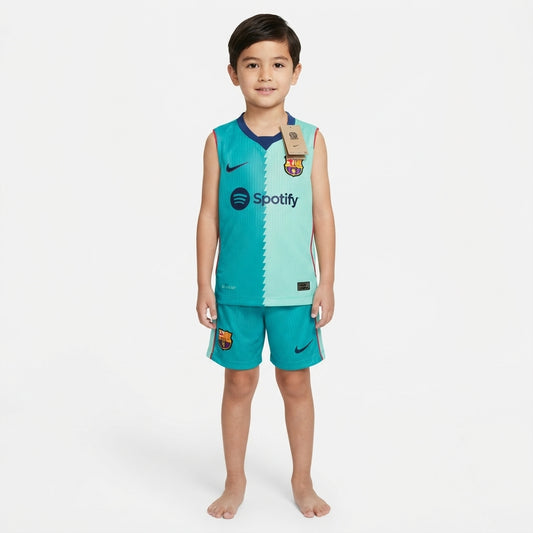 Kit Infantil Regata Barcelona Third 26/27 - Verde Claro