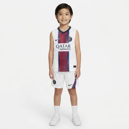 Kit Infantil Regata PSG Away 26/27 - Branca e Vermelho