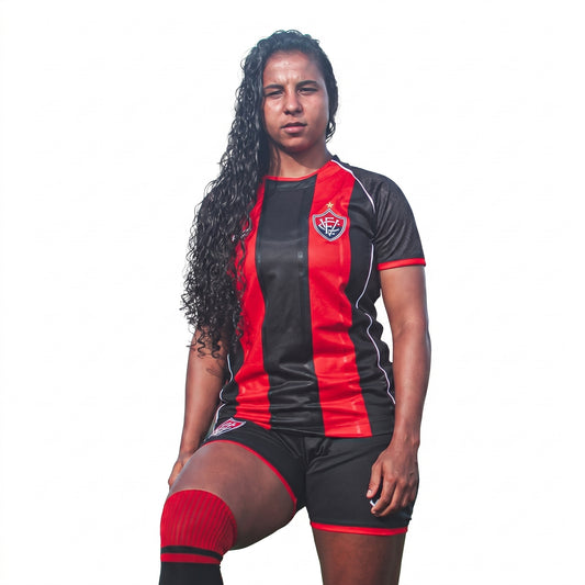 Vitória Home 26/27 Feminino - Vermelha e Preta