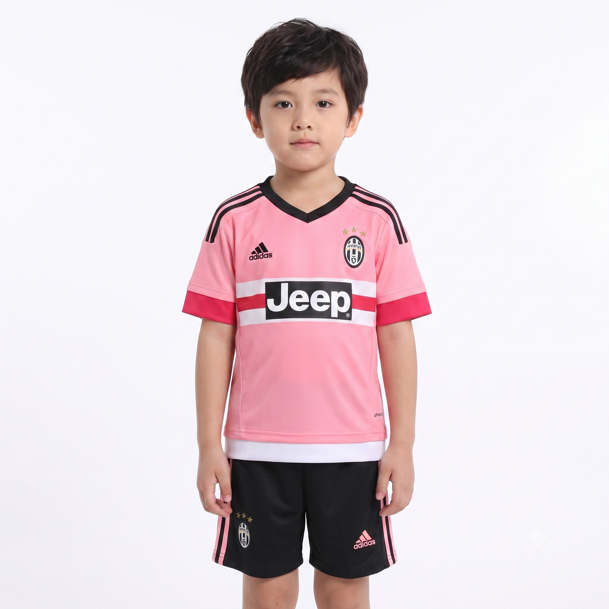 Kit Infantil Juventus Away Retrô 14/15 - Rosa
