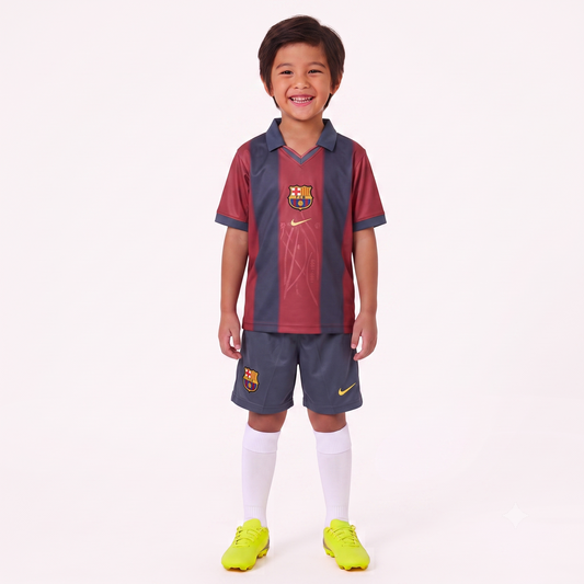 Kit Infantil Barcelona x Travis Scott Ediçao Especial  25/26 - Grená